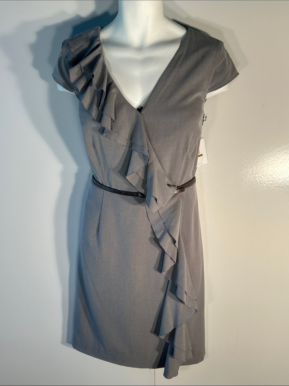 Calvin Klein NWT SZ 14 Gray Dress Career Wedding Guest Capsule Wardrobe